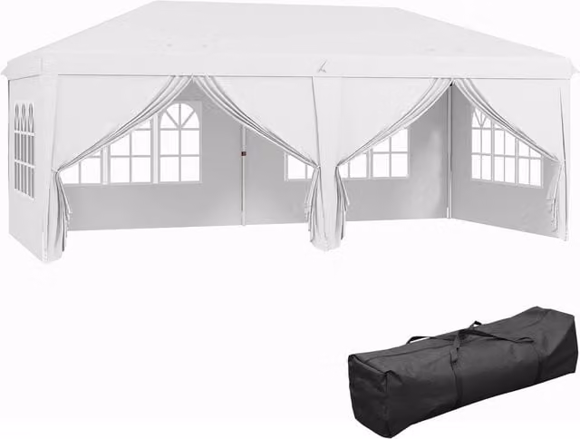 Outsunny White Pop-Up Gazebo with Windows and Steel Frame, W/D/H: 300 x 300 x 205 cm – 1