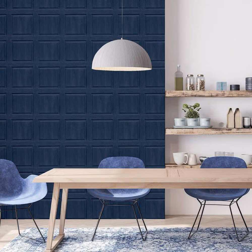 Arthouse Washed Panelled Wallpaper in Navy – 2