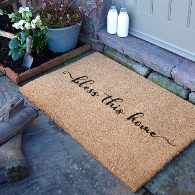 Artsy Mats Bless This Home Doormat in Brown, W/D: 90 x 60 cm – 1