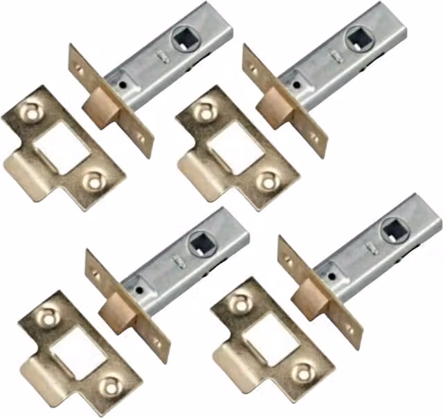 Betley Butterfly Mortice Tubular Door Latch, 63mm, Brass, Pack of 5