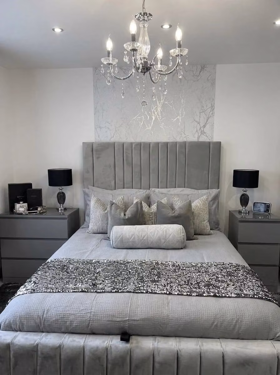 Florence Upholstered Velvet Bed in Grey by Beds NK Ltd