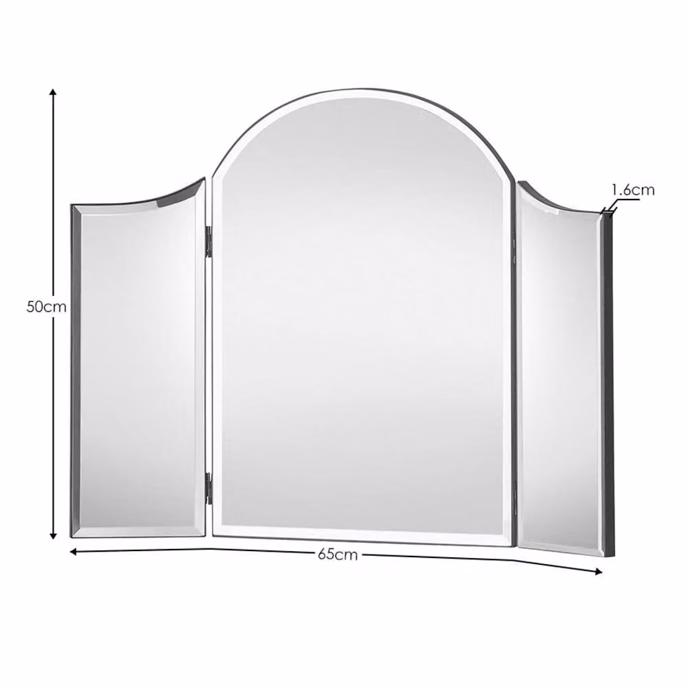 Cheshire Arcova Antique White Curved Tabletop Dressing Table Mirror with Clear Glass