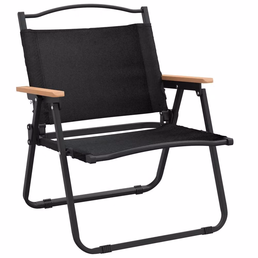 Berkfield Home Set of 2 Black Oxford Fabric Camping Chairs W/D/H: 54 x 43 x 59 cm – 3