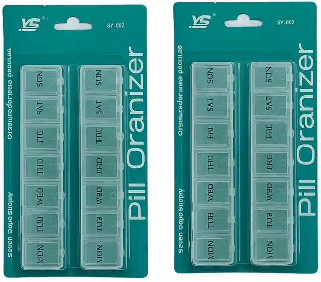 SPETLEK 4 Pack Large 7-Day Pill Box in Transparent
