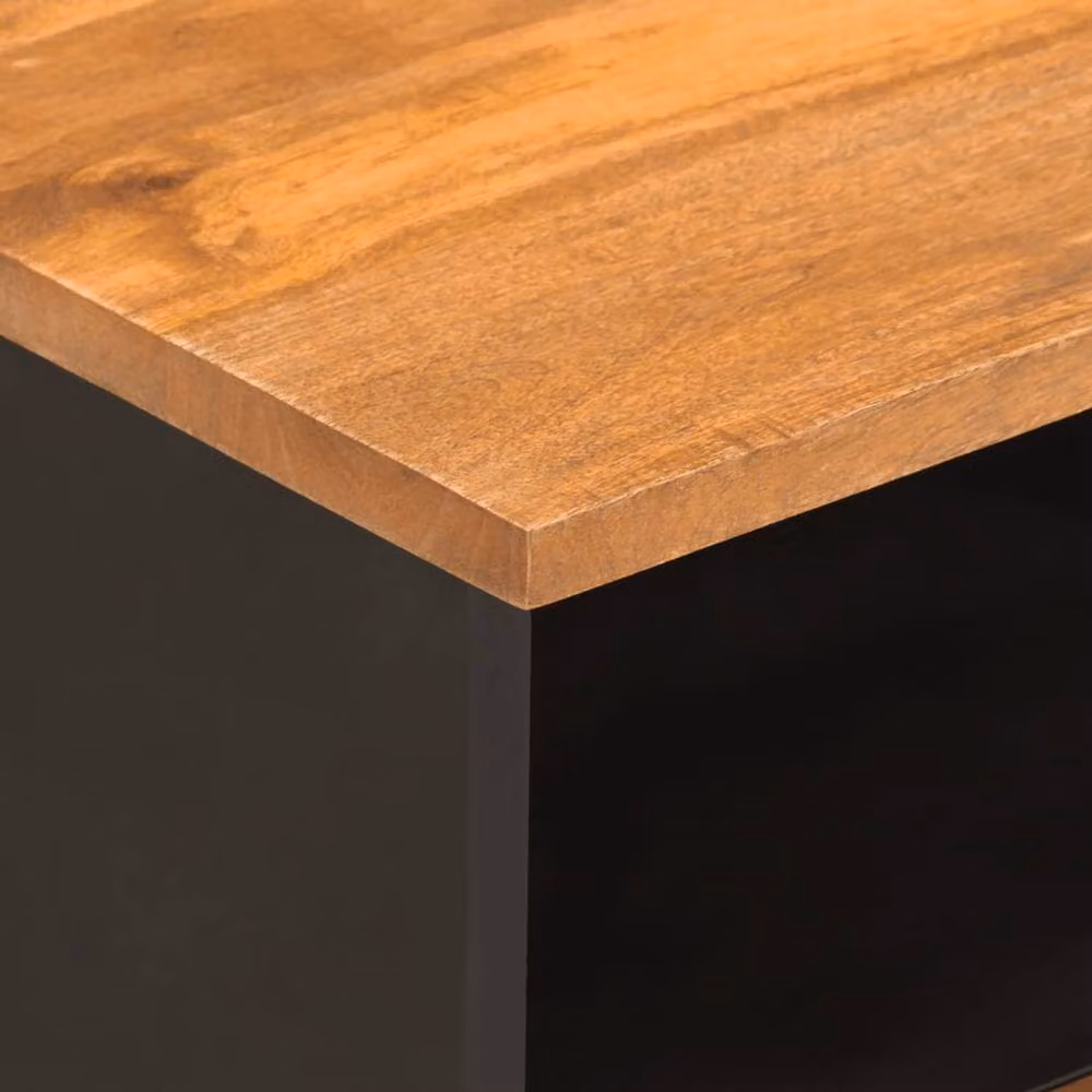 Berkfield Home Beautiful Set of 2 Bedside Cabinets in Brown and Black Solid Mango Wood – 7