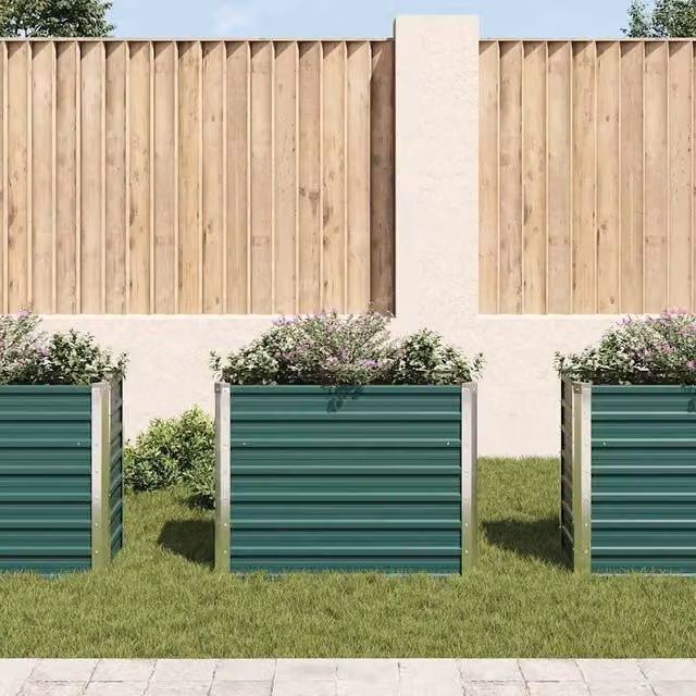 Berkfield Home Garden Galvanised Steel Raised Bed in Green, W/D/H: 100 x 40 x 77 cm – 1