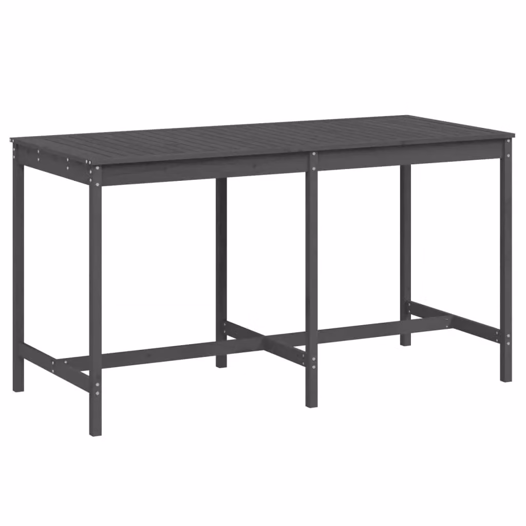 Berkfield Home Rustic Grey Solid Wood Pine Garden Table W/D/H: 203.5 x 90 x 110 cm – 2