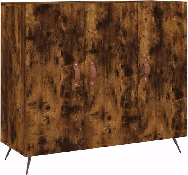 Berkfield Home Smoked Oak Sideboard in Brown, W/D/H: 90 x 34 x 80 cm