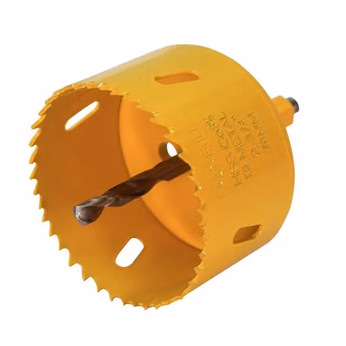 Faithfull Yellow HSS Soffit Cutter Holesaw with Integral Arbor and Pilot Drill, 70 mm – 1