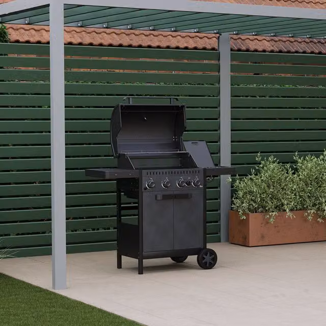 Ottimo 350 4-Burner Gas BBQ with Built-In Thermometer, Black