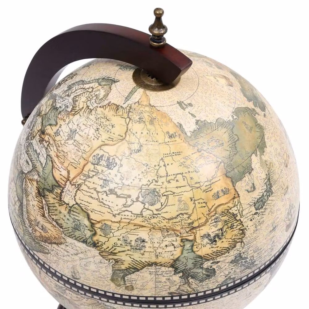 Berkfield Home Tabletop Globe Bar Wine Stand in Green Eucalyptus Wood and Glass – 3