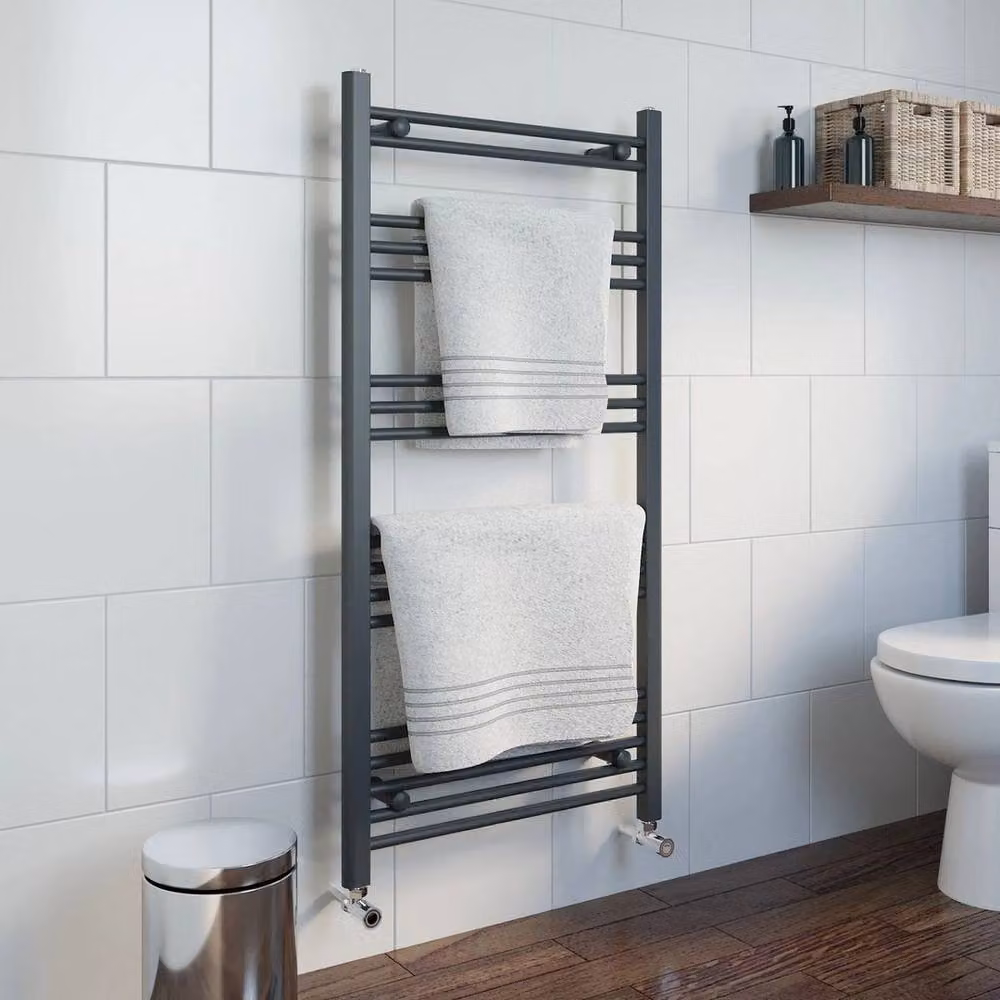 NESTLUNE Anthracite Flat Straight Heated Towel Rail in Grey, W: 180 cm, H: 180 cm – 4