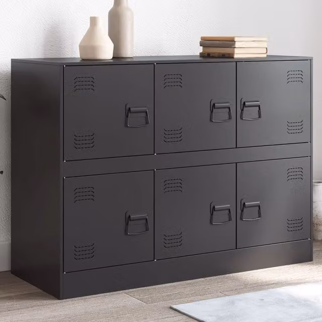 Berkfield Home Industrial Black Matt Metal Sideboard W/D/H: 99 x 39 x 73 cm