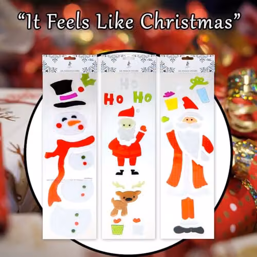 VFM e-Store Christmas Adhesive Paper Stickers in 3 Varied Designs, Multicolour, W: 15 cm, H: 55 cm – 5