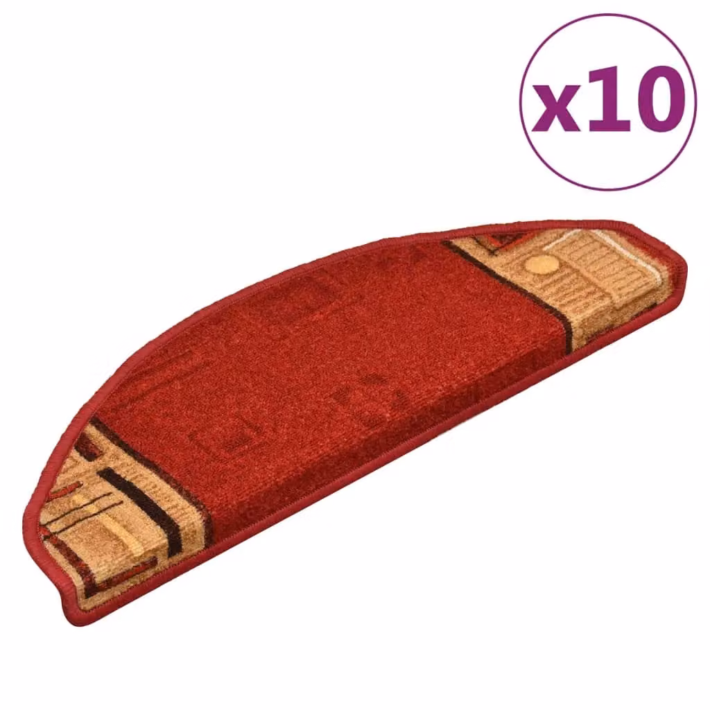 Berkfield Home Self-adhesive Stair Mats, 10 Pieces, Red, W: 65 cm, D: 21 cm, H: 4 cm – 2