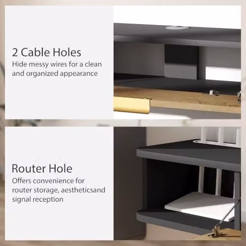 HOMCOM Modern Wall Mounted Floating TV Stand Cabinet in Grey and Black, W: 120 cm, D: 24 cm, H: 16 cm – 5