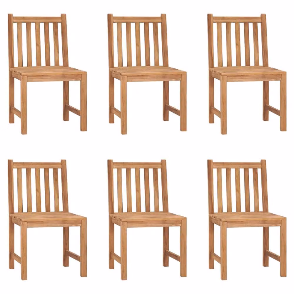 Berkfield Home Set of 6 Brown Lacquered Solid Teak Wood Garden Chairs – 2