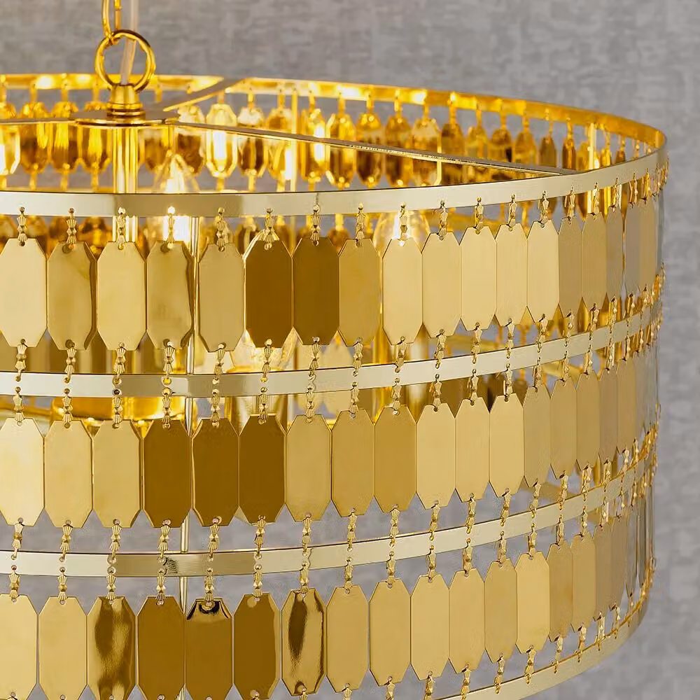 Loops Modern Dimmable Gold Metal Pendant Light with 5 E27 Bulb Holders and Adjustable Height – 2
