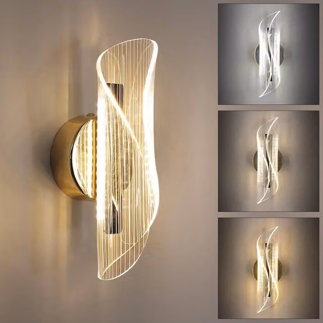 Goeco Modern LED Indoor Wall Light, 12 W Dimmable Up and Down Accent Light in Gold/Brass – 1