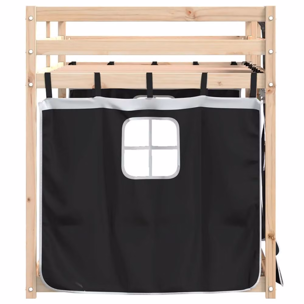 Berkfield Home Single Bunk Bed in White and Black Solid Wood Pine, W/D/H: 90 x 190 cm – 3