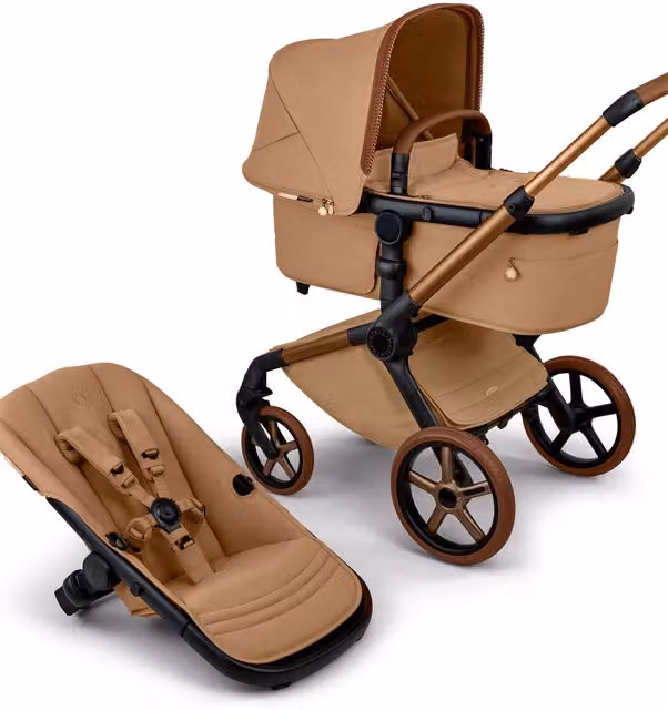 Bugaboo X Stella McCartney Fox 5 Renew Convertible Stroller in Tobacco Brown and Gold