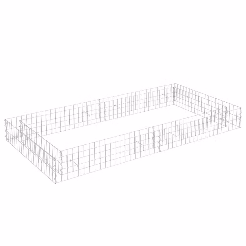 Berkfield Home Silver Galvanised Steel Wire Mesh Stone Gabion Raised Bed, W: 200 cm, D: 100 cm, H: 20 cm – 1