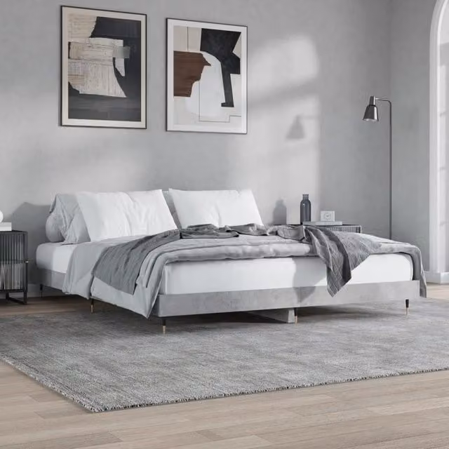 Berkfield Home Upholstered Bed Frame in Grey Engineered Wood, 200 x 200 cm – 1