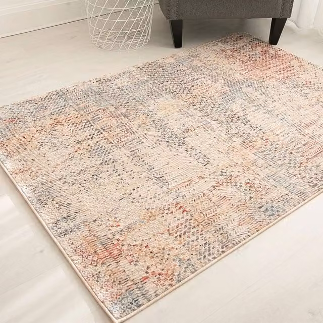 The Rug Shop UK Traditional Beige Abstract Polypropylene Easy To Clean Rug W: 200 cm, D: 290 cm