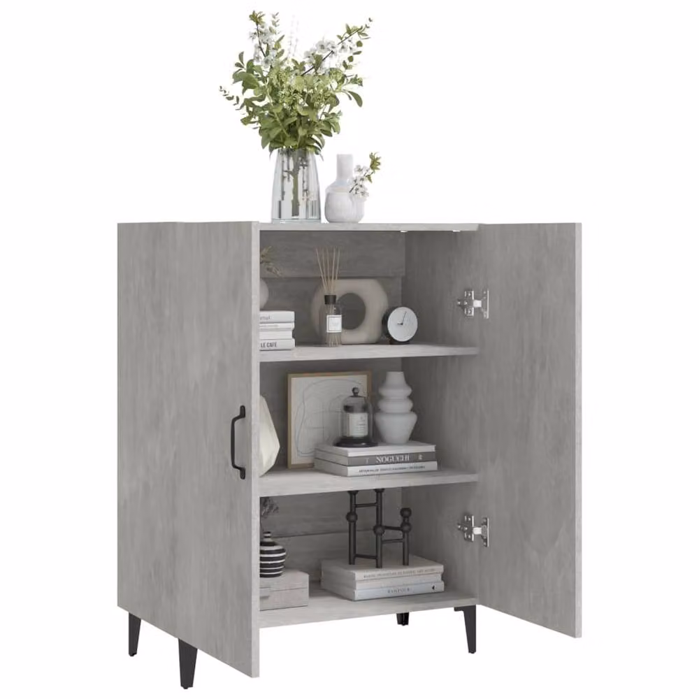 Berkfield Home Modern Sideboard in Concrete Grey, W/D/H: 70 x 34 x 90 cm – 2