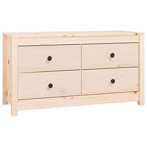 vidaXL Rustic Side Cabinet in Untreated Solid Pine Wood, W/D/H: 100 x 40 x 54 cm