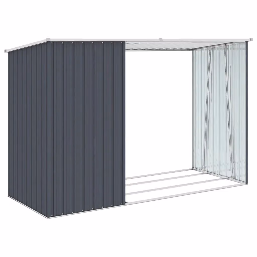 Berkfield Home Garden Anthracite and Black Modern Galvanised Steel Firewood Shed, W/D/H: 245 x 98 x 159 cm – 4
