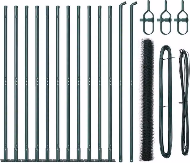 Berkfield Home Green Steel Hexagon Fence, H: 1.6 m x L: 25 m