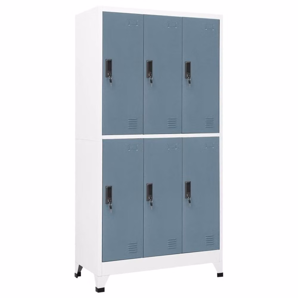 Berkfield Home Industrial Steel Locker Cabinet in Light Grey and Dark Grey, W/D/H: 90 x 45 x 180 cm – 1