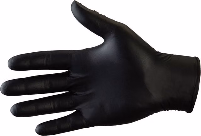 McAlpine Biodegradable Nitrile Powder Free Gloves, Medium, Black, Box of 100 – 1