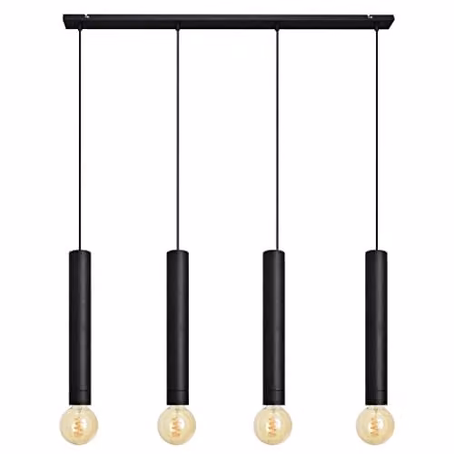 Netlighting Helam Tuba Straight Bar Pendant Ceiling Light Black 100cm