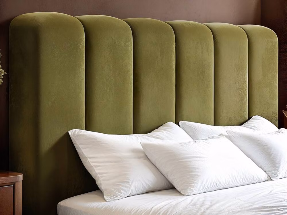 Solace+Co Emilie Ribbed Single Ottoman Bed in Green Velvet and Bouclé, W/D/H: 90 x 200 x 113 cm – 2