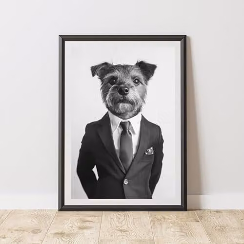 60 Second Makeover Dog Wearing A Suit Illustration Paper Poster, A4