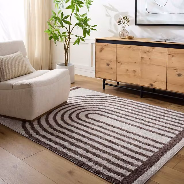Livabliss Fossay Shag Washable High Pile Modern Rug in Dark Brown, W: 140 cm, L: 200 cm