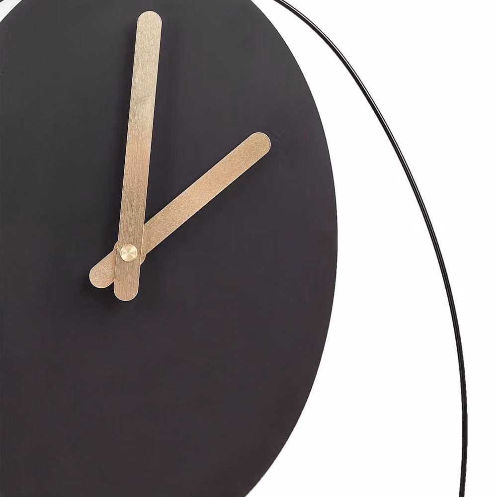 Wyld and Coco Black and Gold Minimalist Oval Metal Wall Clock W: 31 cm, H: 45 cm – 4