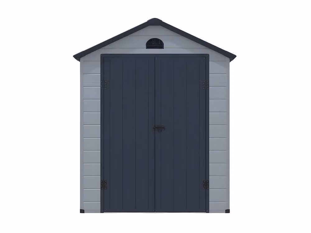 Vente-unique CESIO Grey Resin Garden Shed with Double Doors and Window, 5.32 m2 – 2