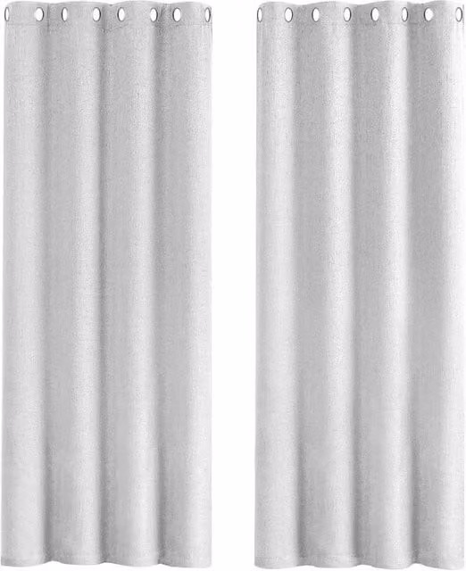 Happy Homewares Modern Textured Linen Blackout Eyelet Curtains, Pair in White, Width: 117 cm, Drop: 137 cm