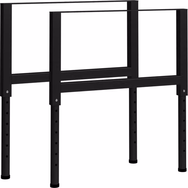 Berkfield Home Adjustable Metal Work Bench Frames, 2 Pack, Black, H: 85 cm, W: 69-95.5 cm