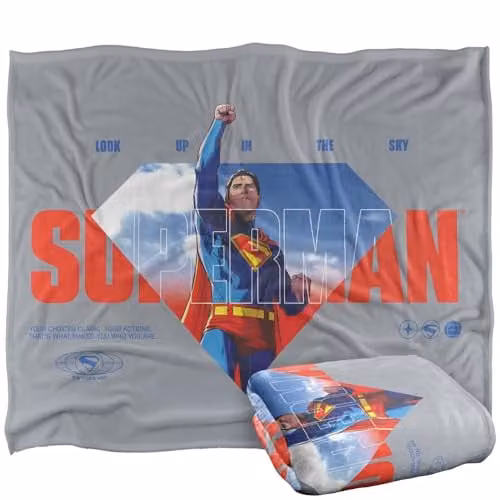 Warner Bros. Superman 2025 Up In The Sky Super Soft Fleece Throw Blanket, Multicolour, W: 152 cm, D: 127 cm – 1