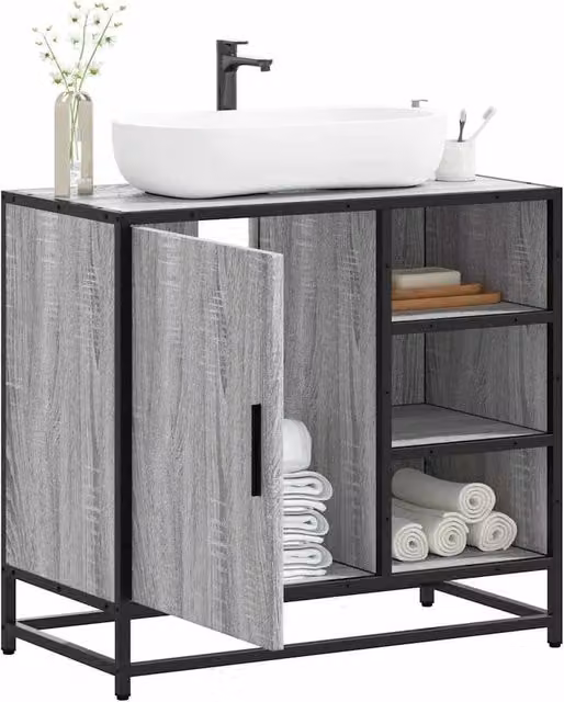 Berkfield Home Grey Sonoma Bathroom Sink Cabinet, W: 65 cm, D: 33 cm, H: 60 cm – 1