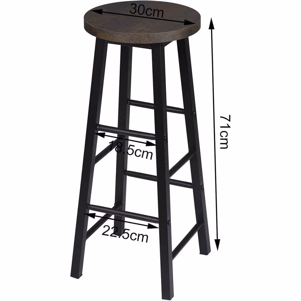 NESTLUNE Set of 2 Retro Kitchen Bar Stools in Black – 2