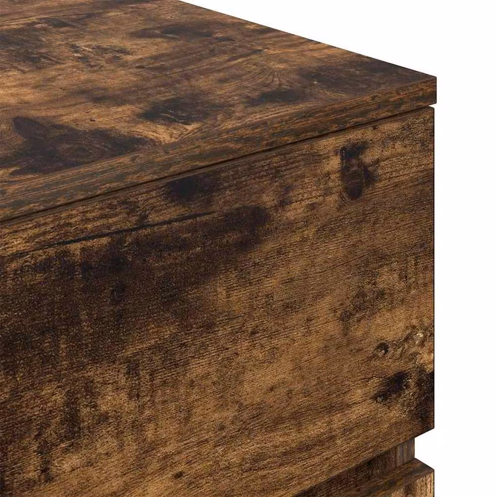 Berkfield Home Set of 2 Durable Bedside Cabinets with 3 Drawers, Smoked Oak, Brown, W/D/H: 39 x 35 x 65 cm – 7