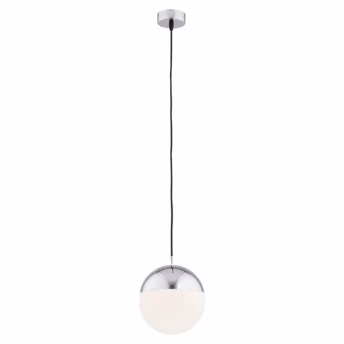 Netlighting Argon Livia 20cm Globe Pendant Ceiling Light in Silver and Chrome with White Glass, IP44