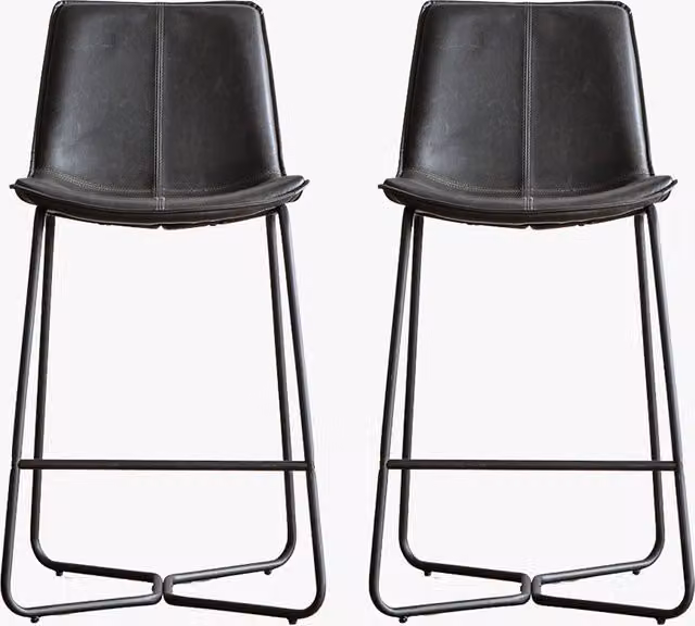 Perch & Parrow Industrial Metal Bar Stools, Set of Two, Grey and Black