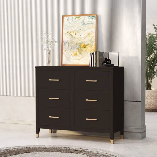 Cabinet Bits Palazzi 6 Drawer Chest in Black