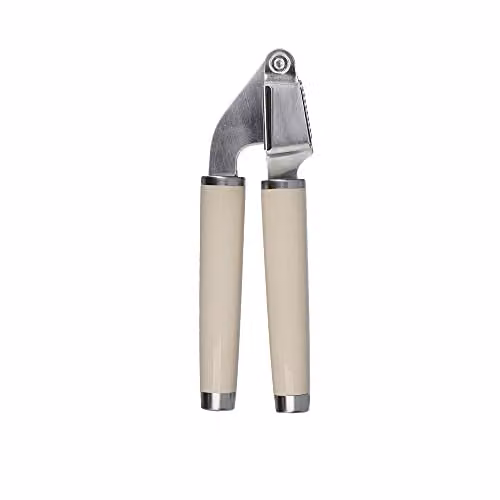 KitchenAid Stainless Steel Garlic Press with Ergonomic Grip, Beige